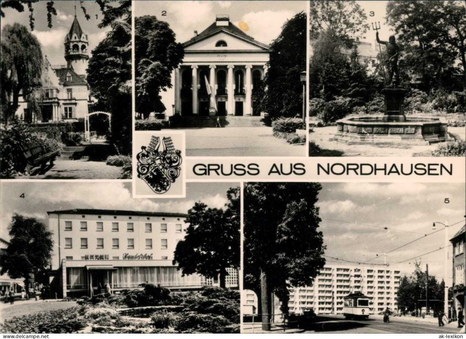 Nordhausen Meyenburgmuseum, Theater, Neptunbrunnen, Hotel, Rautenstraße G1975  - Nordhausen