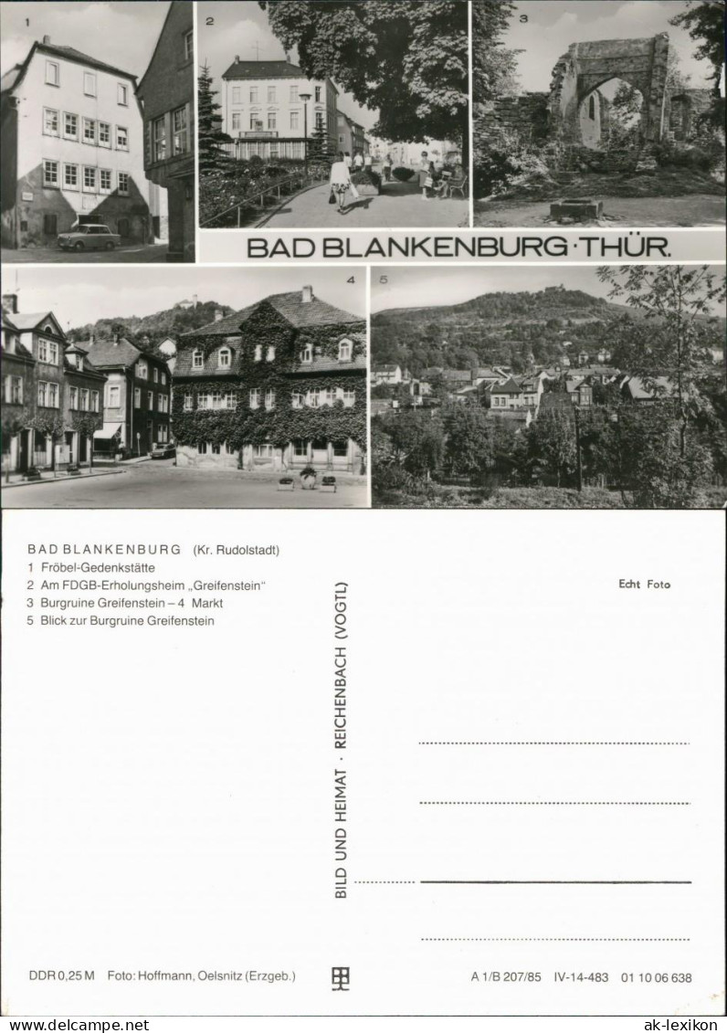 Bad Blankenburg Gedenkstätte, Erholungsheim, Burgruine Greifenstein, Markt 1985 - Bad Blankenburg