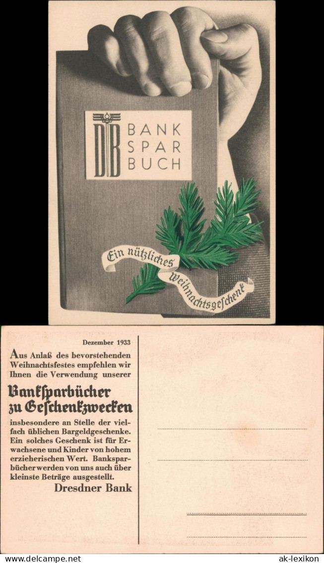 Ansichtskarte  Werbekarte Dresdner Bank - Weihnachten 1933 - Autres & Non Classés