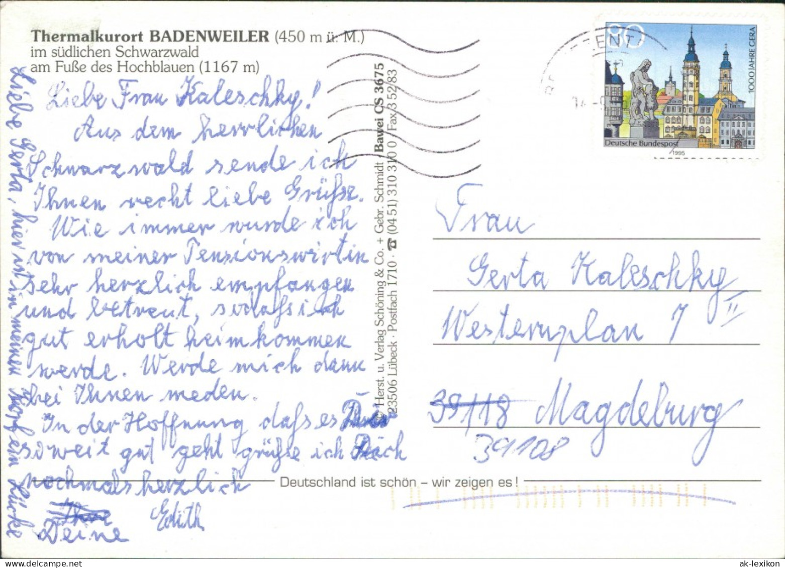 Ansichtskarte Badenweiler Blick Auf Den Ort, Berg Hochblauen 1986 - Badenweiler