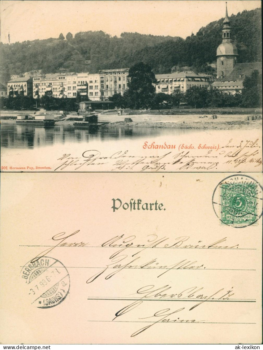 Ansichtskarte Bad Schandau Blick Auf Den Ort, Kirche, Hotels 1899 - Bad Schandau