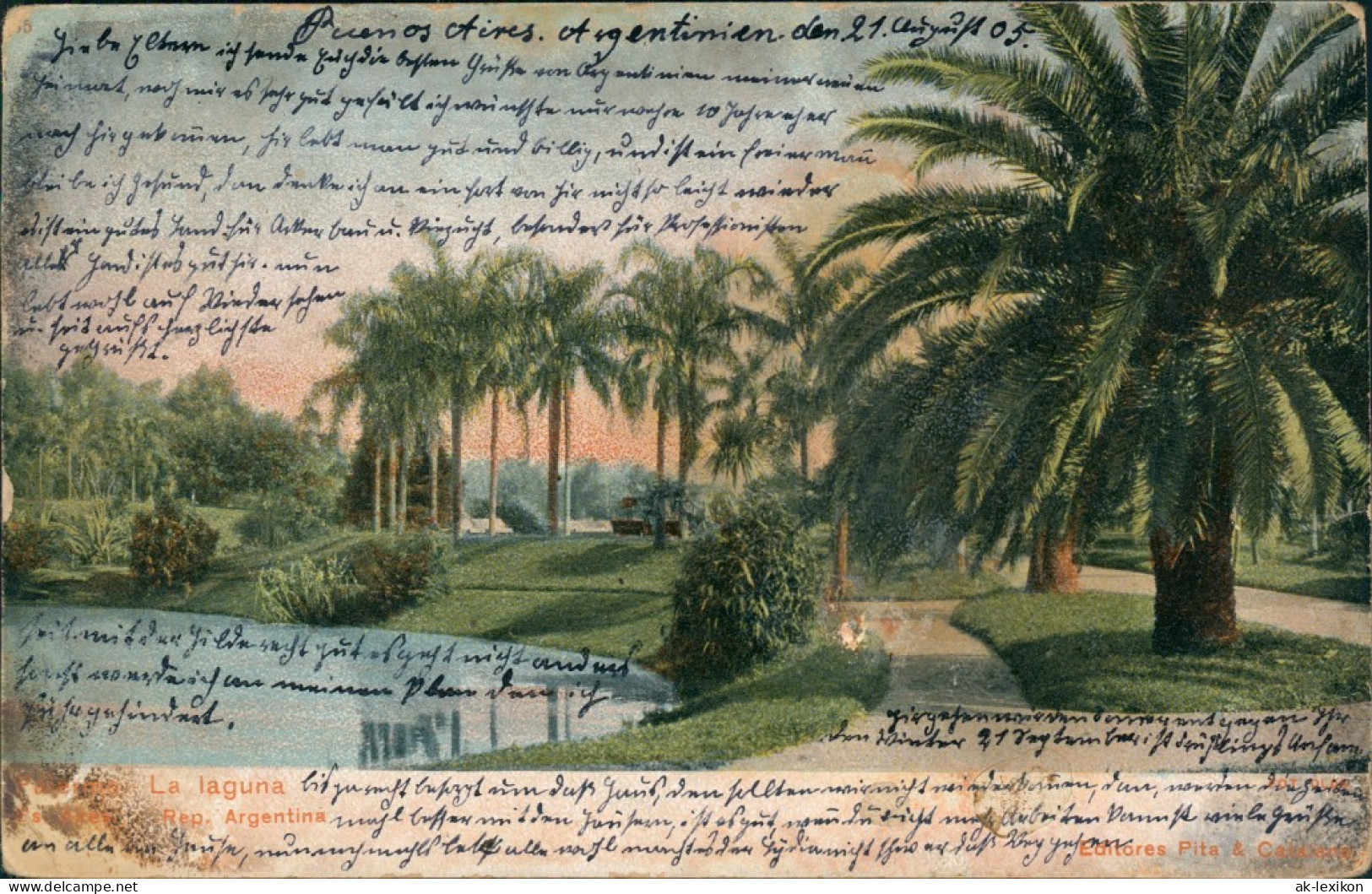 Postcard Buenos Aires Park Palermo - La Laguna 1905 - Argentina