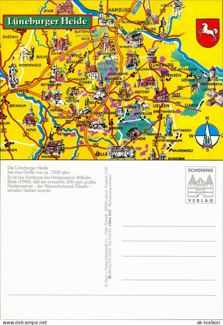 .Niedersachsen Stadtplan/Landkarten-Ansichtskarte - Lüneburger Heide 1995 - Lüneburger Heide