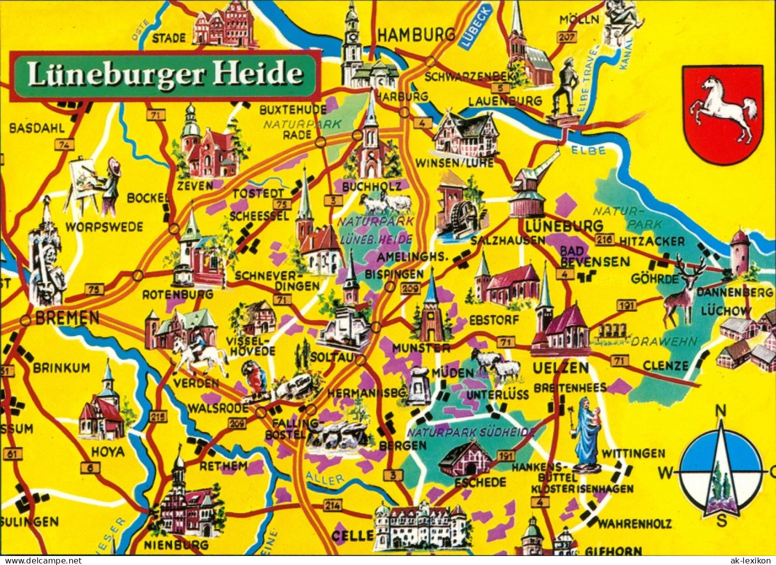 .Niedersachsen Stadtplan/Landkarten-Ansichtskarte - Lüneburger Heide 1995 - Lüneburger Heide