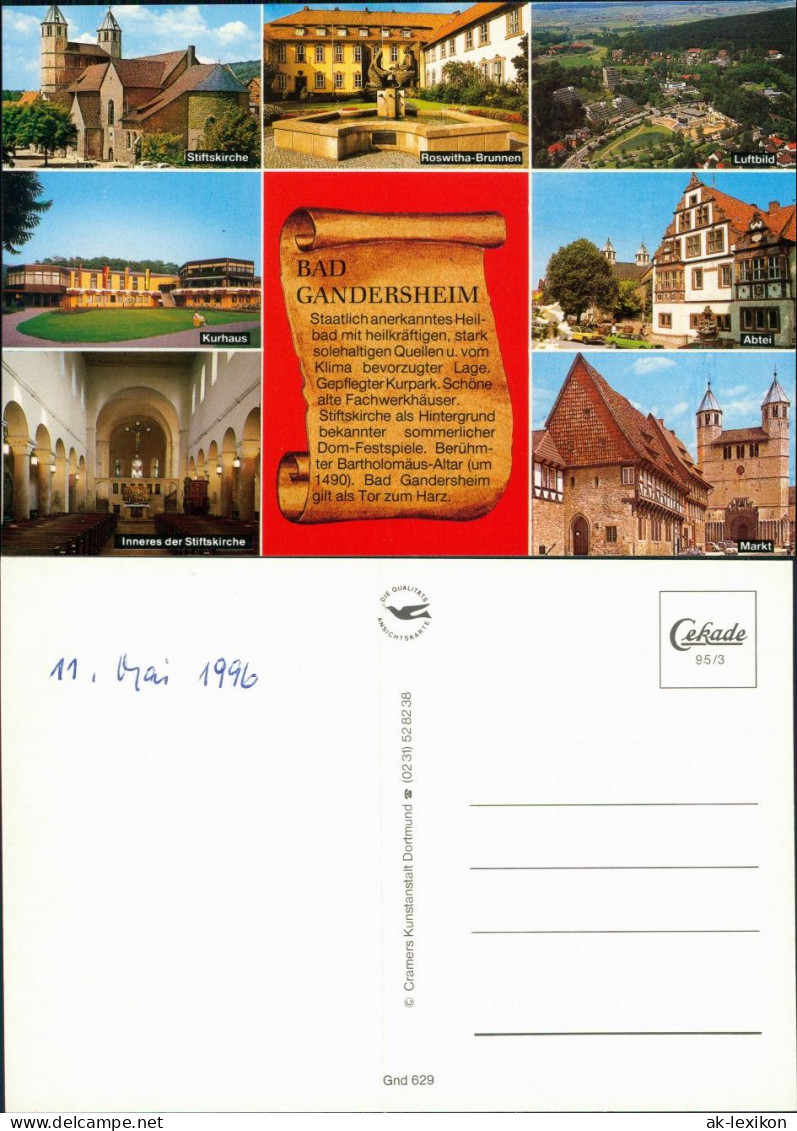 Bad Gandersheim Stiftskirche, Kurhaus, Brunnen, Luftbild, Markt 1996 - Bad Gandersheim