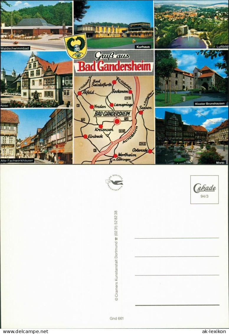 Ansichtskarte Bad Gandersheim Kurhaus, Abtei, Kloster, Markt 1994 - Bad Gandersheim