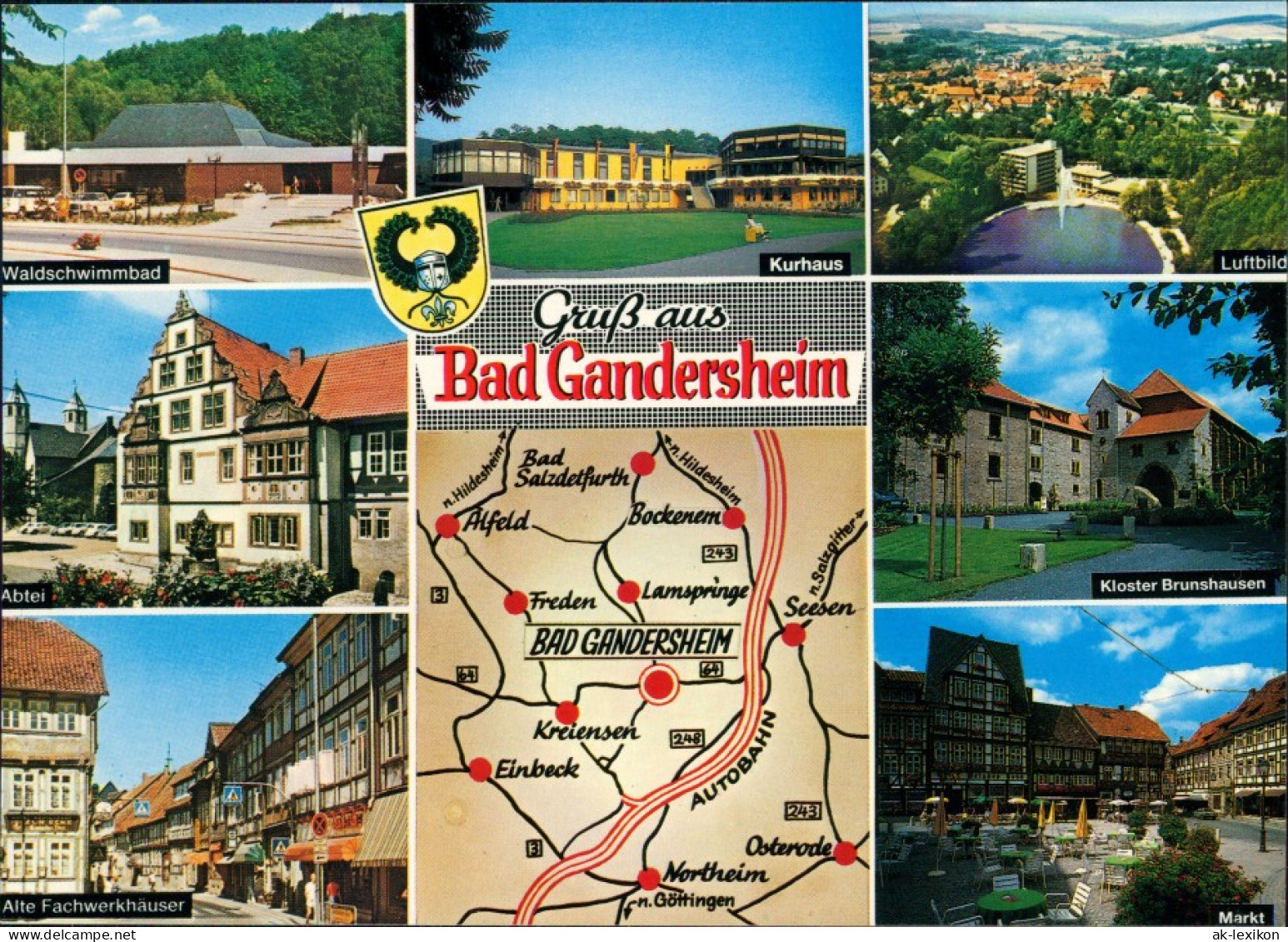 Ansichtskarte Bad Gandersheim Kurhaus, Abtei, Kloster, Markt 1994 - Bad Gandersheim