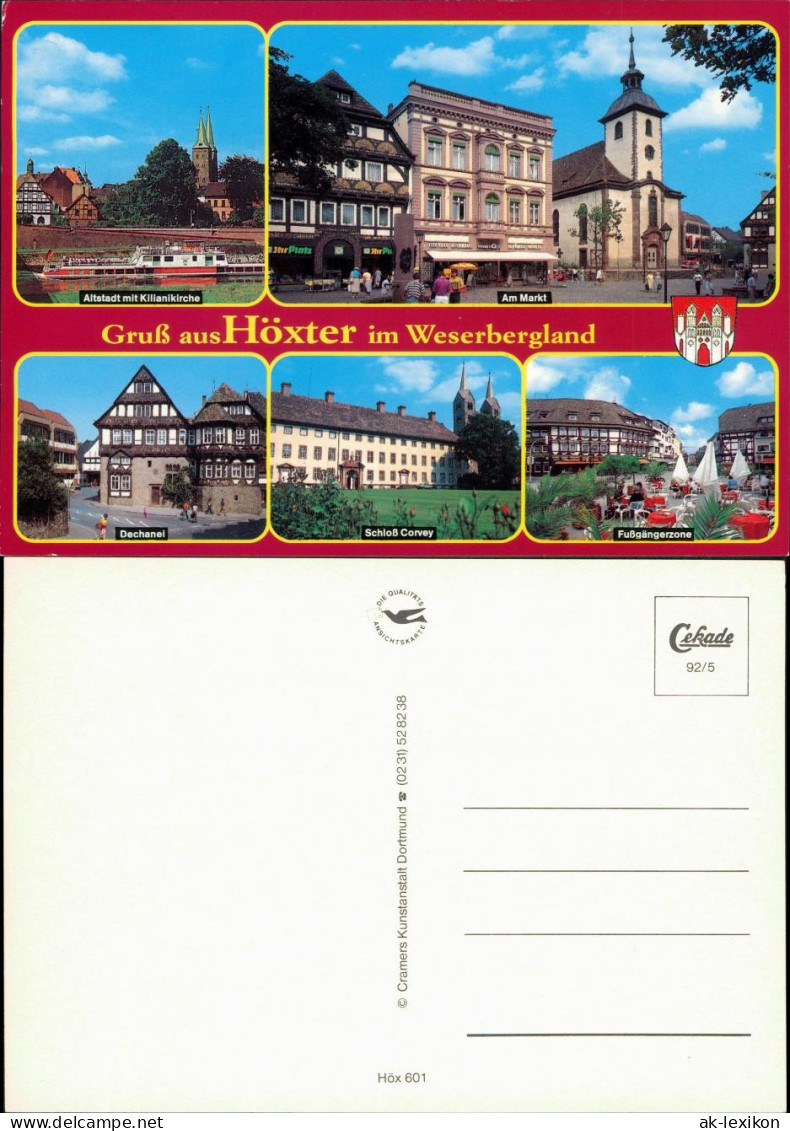 Höxter (Weser) Fahrgastschiff, Markt, Dechanei, Fußgängerzone 1992 - Höxter