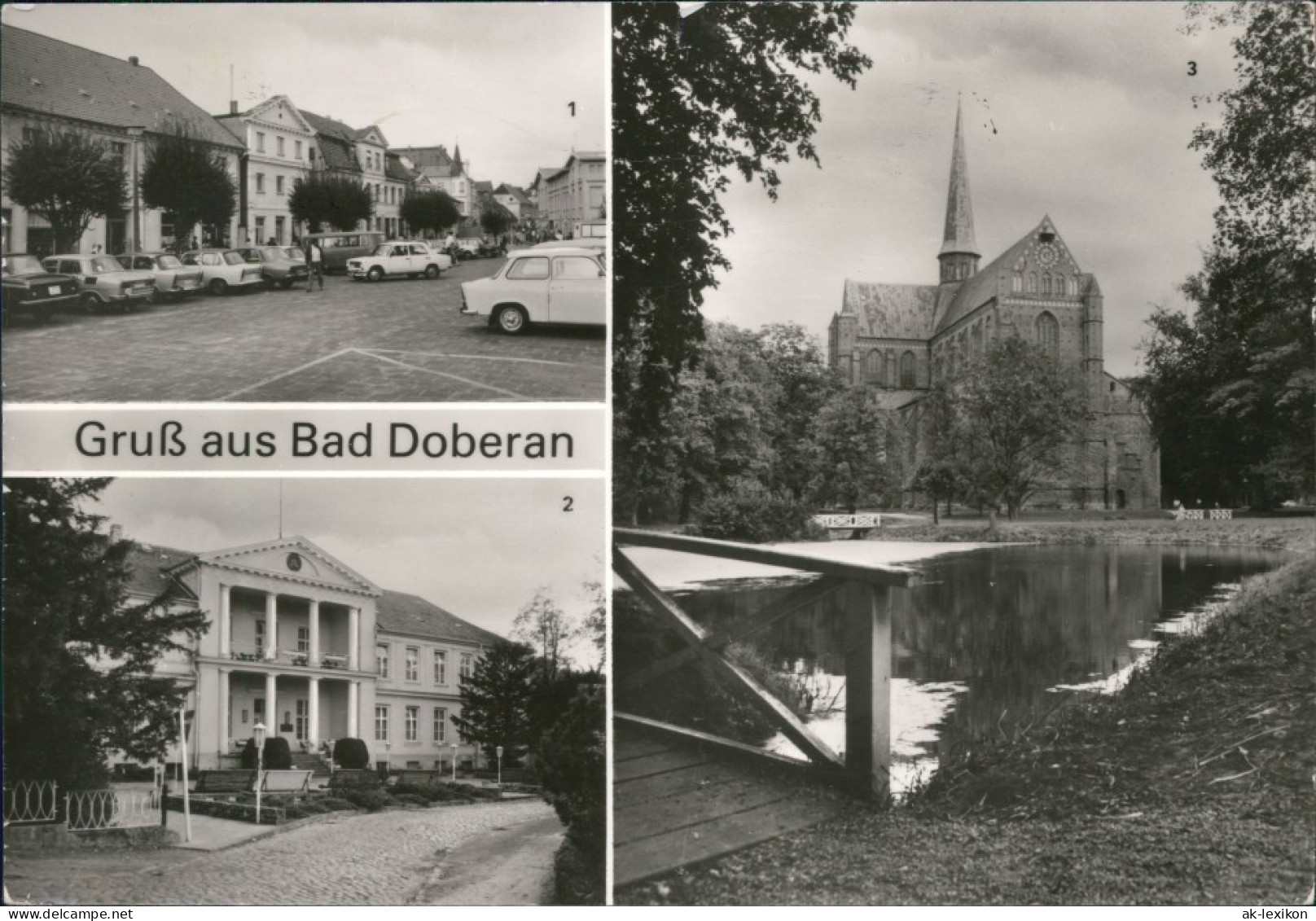 Ansichtskarte Bad Doberan Markt, Sanatorium "Moorbad", Münster G1986 - Bad Doberan