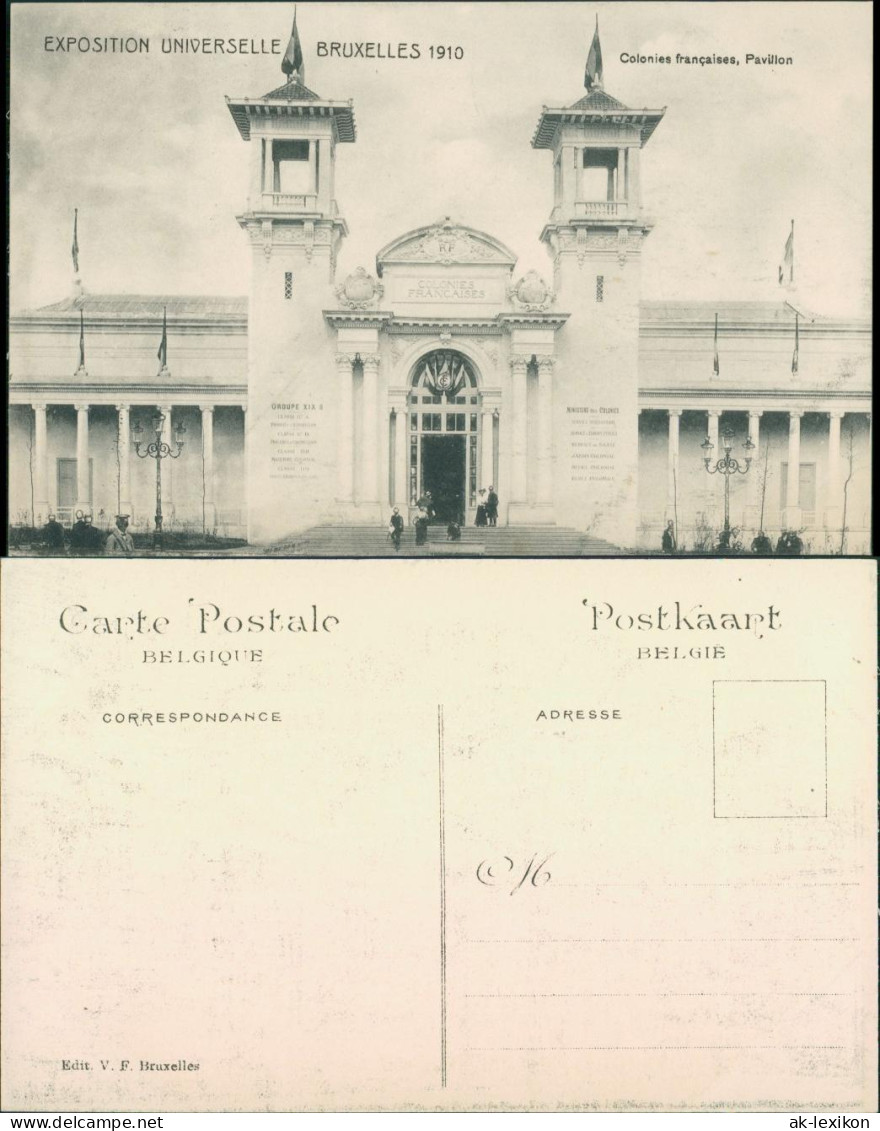 Postkaart Brüssel Bruxelles Colonies Francaises - Pavillon - Front 1910  - Autres & Non Classés