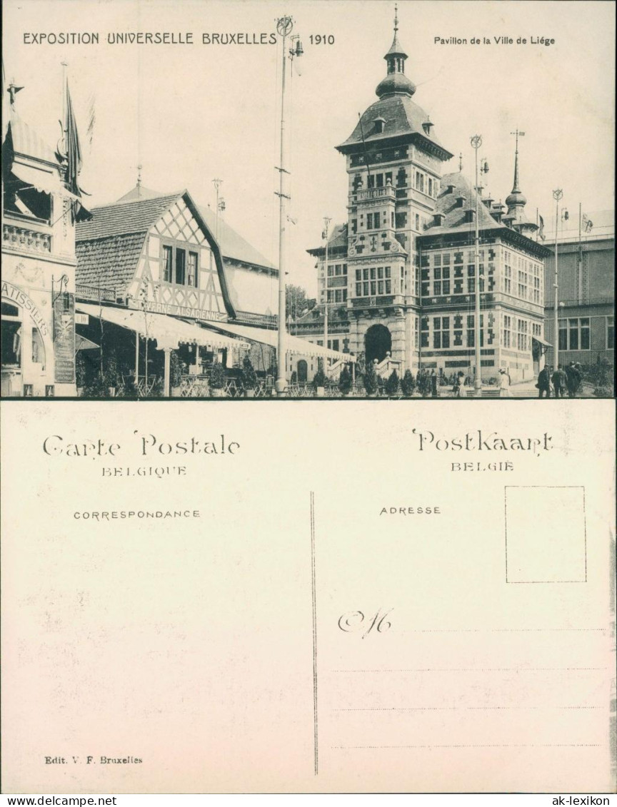 Postkaart Brüssel Bruxelles Pavillon De La Ville Liege - Expo 1910  - Altri & Non Classificati