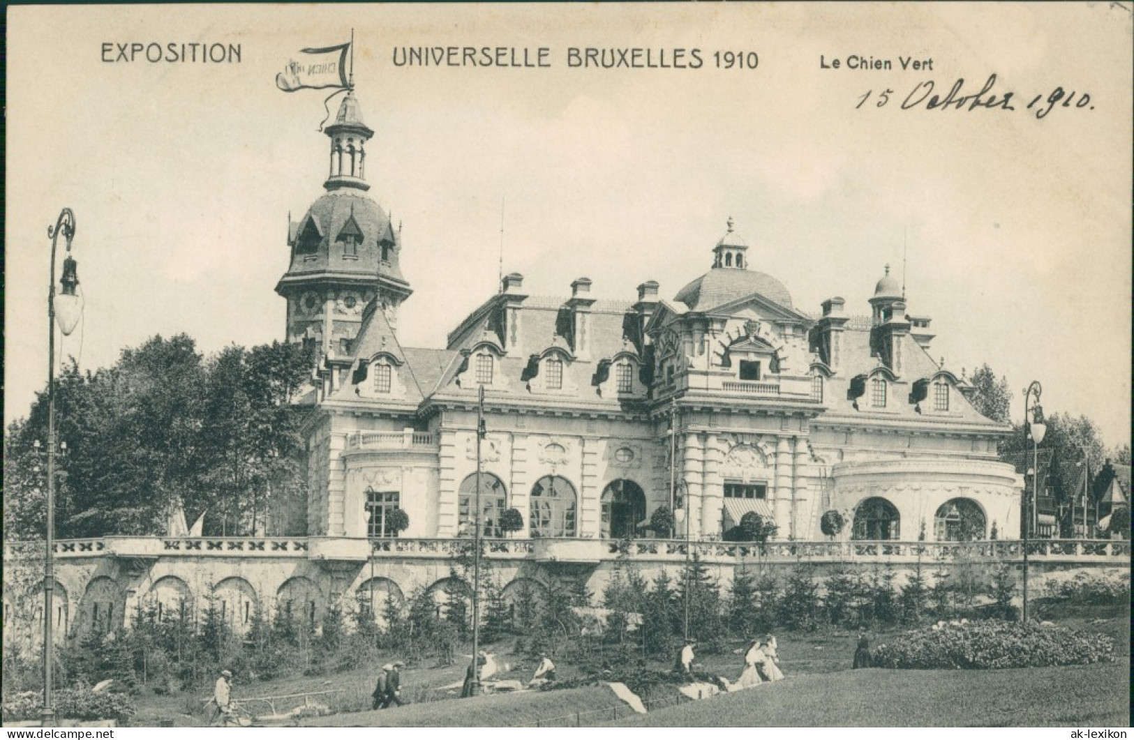 Postkaart Brüssel Bruxelles Le Chien Vert - Expo 1910  - Autres & Non Classés