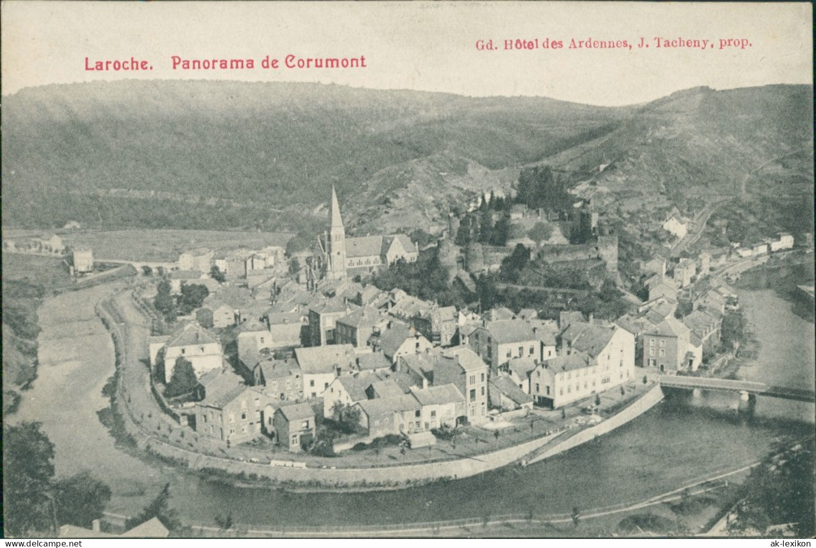 Postkaart La Roche-en-Ardenne Panorama De Corumont 1912  - Other & Unclassified