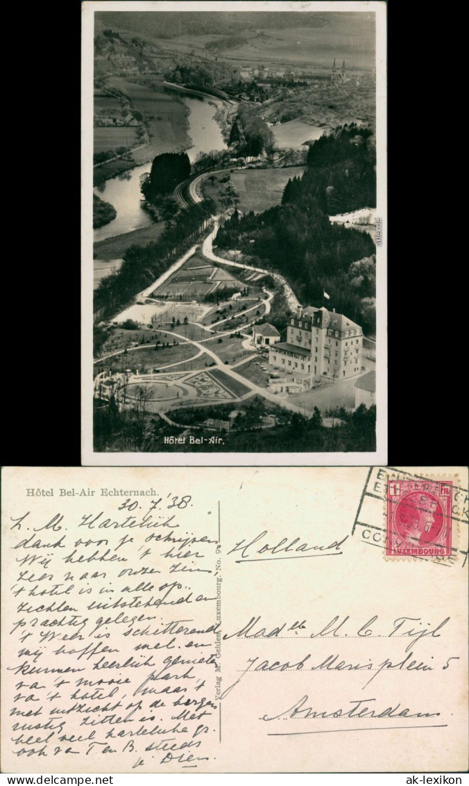 Postcard Echternach Blick Auf Das Hotel Bel-Air 1938  - Autres & Non Classés