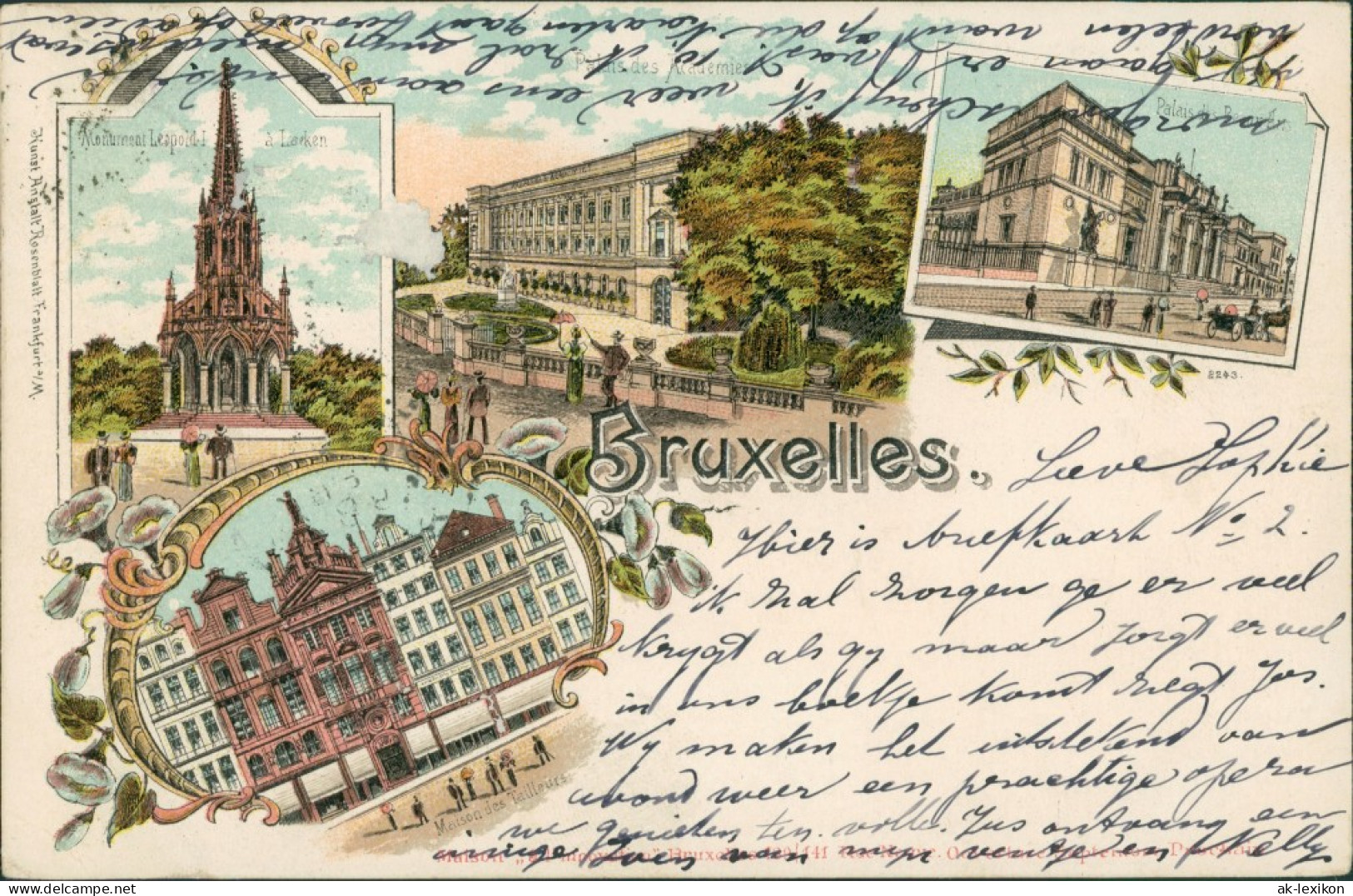 Postkaart Brüssel Bruxelles Litho AK: Palais, Kirche, Straßen 1898  - Altri & Non Classificati