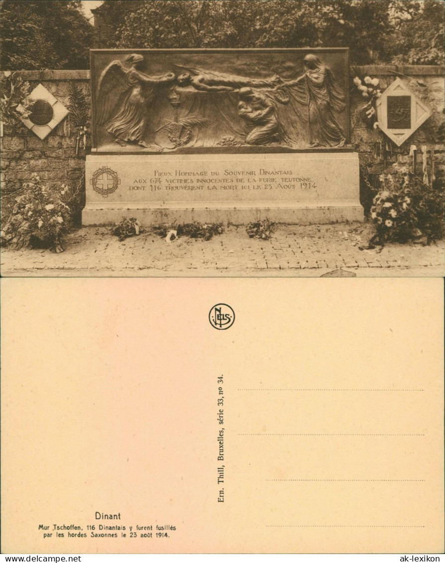 Postkaart Dinant Dinant Kriegsdenkmal 1. WK 1920  - Autres & Non Classés