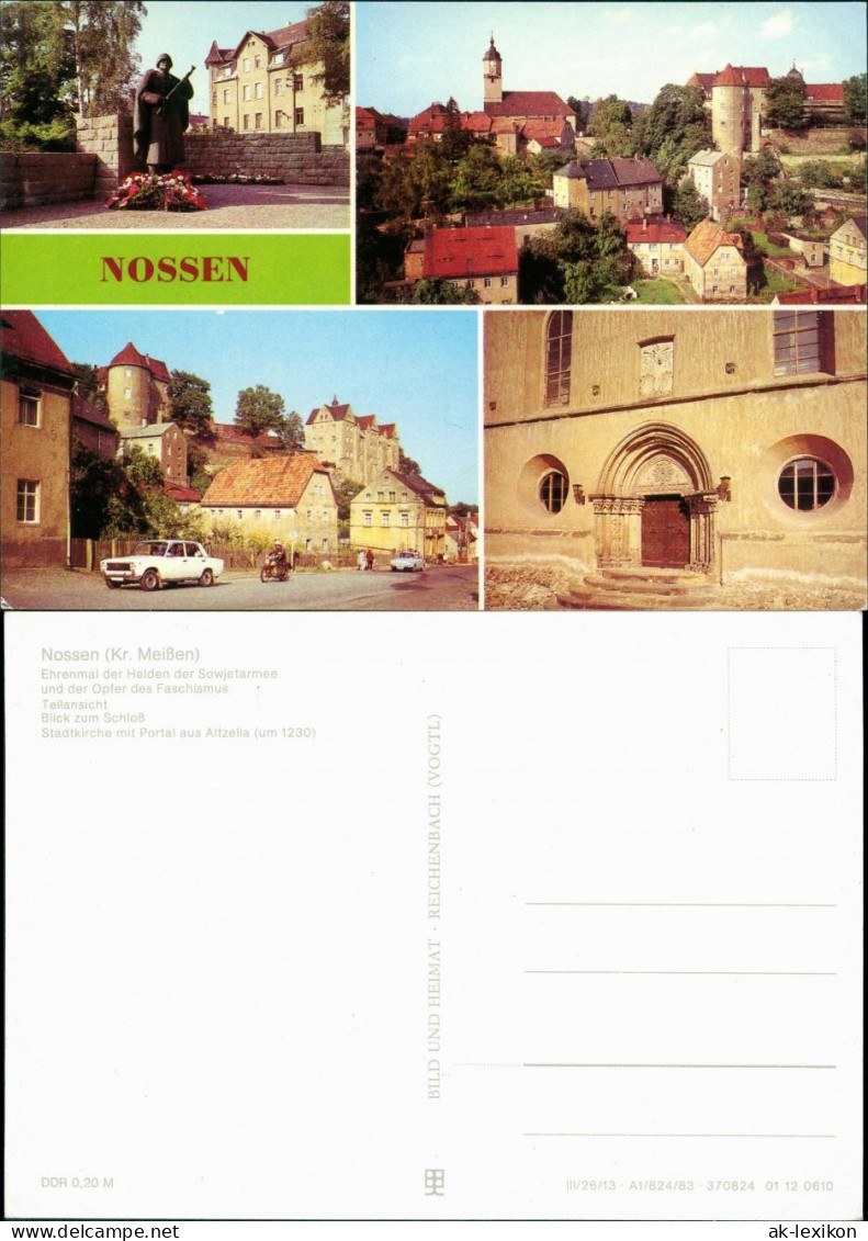 Ansichtskarte Nossen Ehrenmal, Teilansicht, Schloß, Stadtkirche 1983 - Nossen