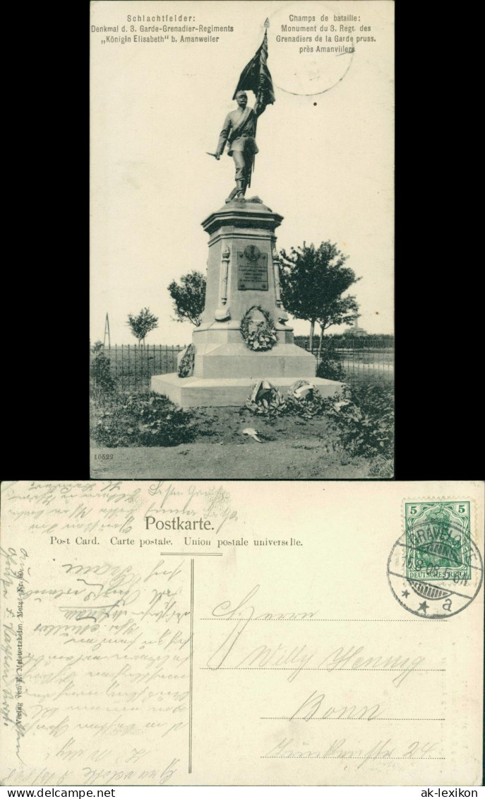 CPA Amanweiler Amanvillers Denkmal D. 3. Garde Grenadier Rgt B Metz 1908 - Autres & Non Classés