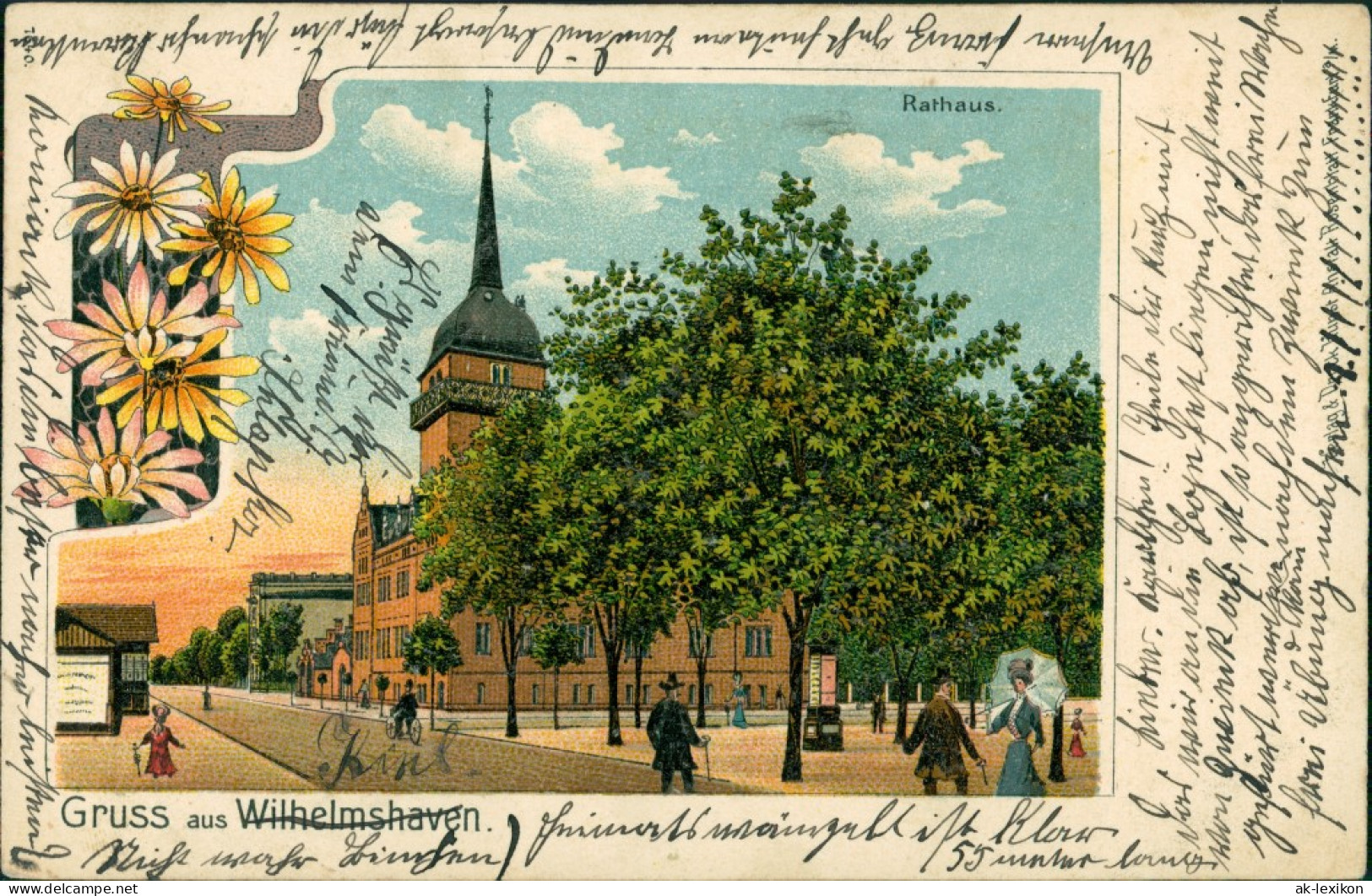 Ansichtskarte Wilhelmshaven Straßenpartie Am Rathaus 1911  - Wilhelmshaven
