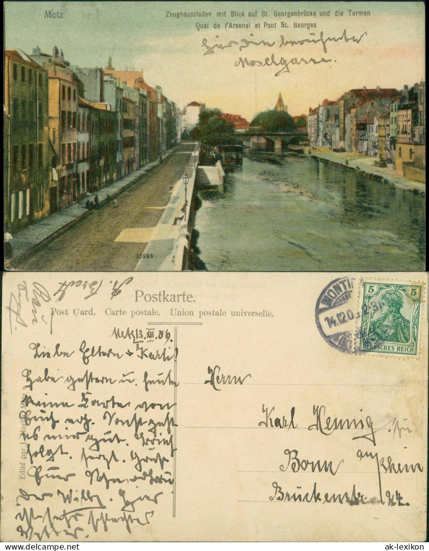 CPA Metz Zeughausstraße - Blick Georgenbrücke 1908  - Other & Unclassified