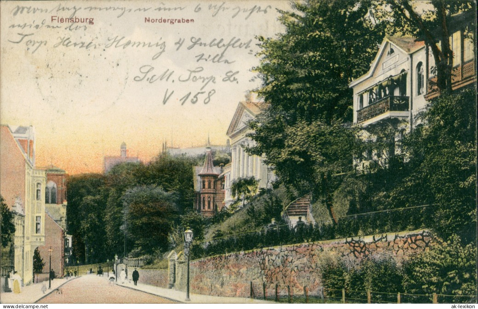 Ansichtskarte Flensburg Nordergraben - Straße 1909  - Flensburg