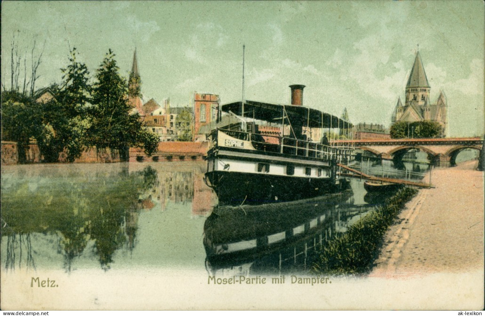 CPA Metz Garnisionskirche, Mosel Und Dampfer 1906  - Other & Unclassified