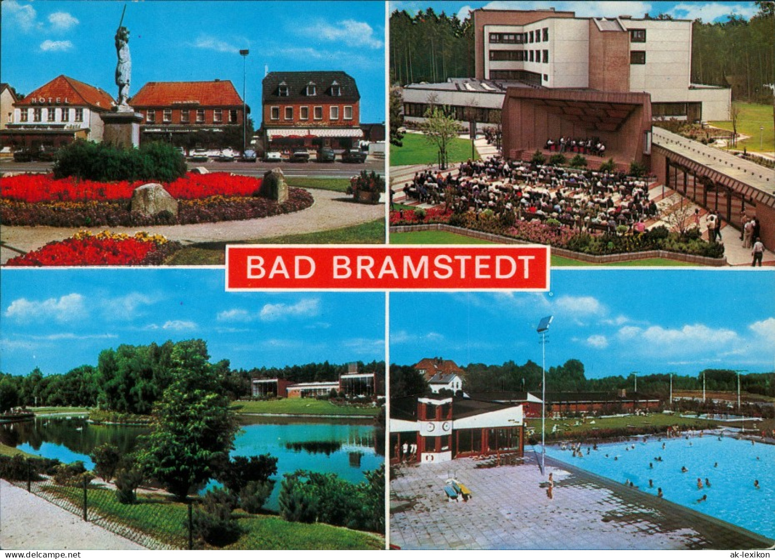 Ansichtskarte Bad Bramstedt Denkmal, Konzertplatz, Freibad, See 1989 - Autres & Non Classés