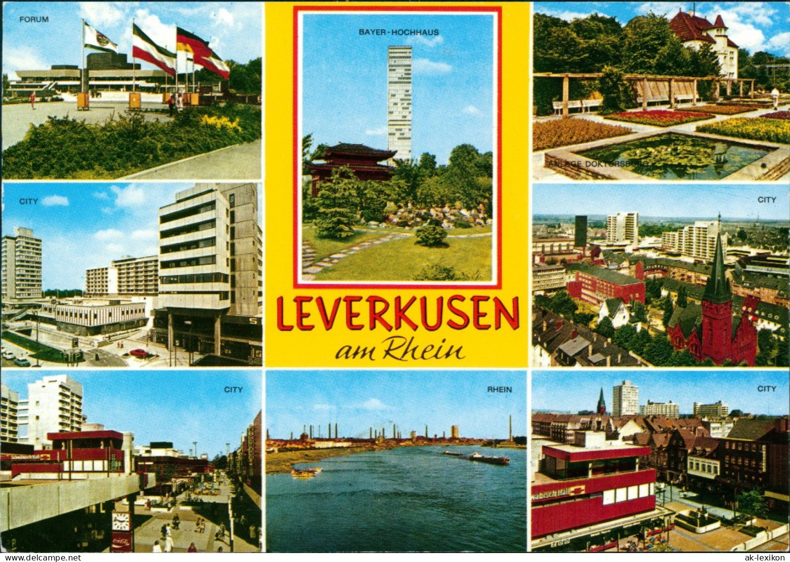 Ansichtskarte Leverkusen Forum, Bayer-Hochhaus, City, Rhein, Garten 1973 - Leverkusen