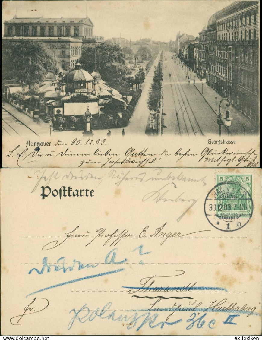 Ansichtskarte Hannover Cafe Kröpcke - Georgstraße 1909  - Hannover