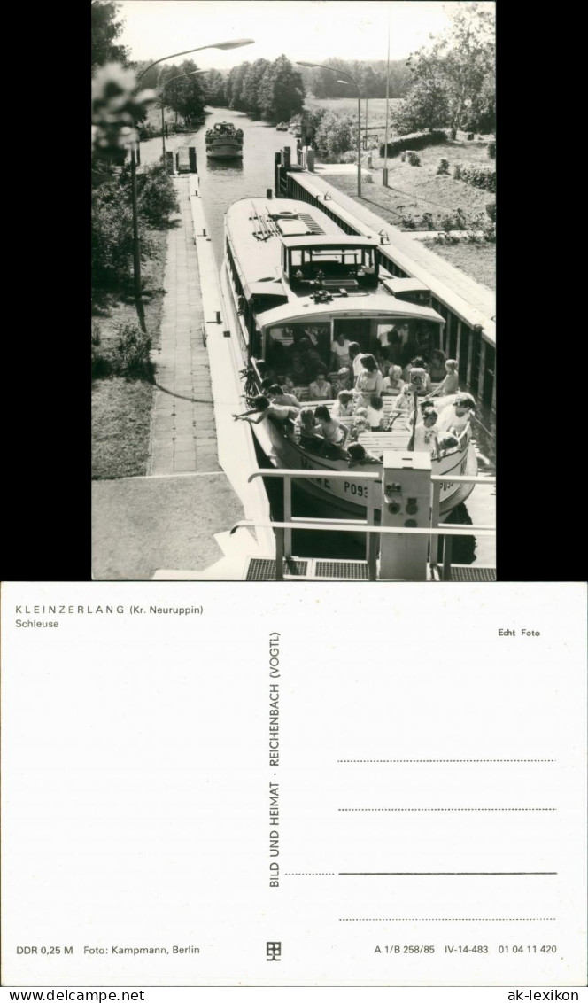 Ansichtskarte Kleinzerlang-Rheinsberg Fahrgastschiffe - Schleuse - Kanal 1985 - Rheinsberg