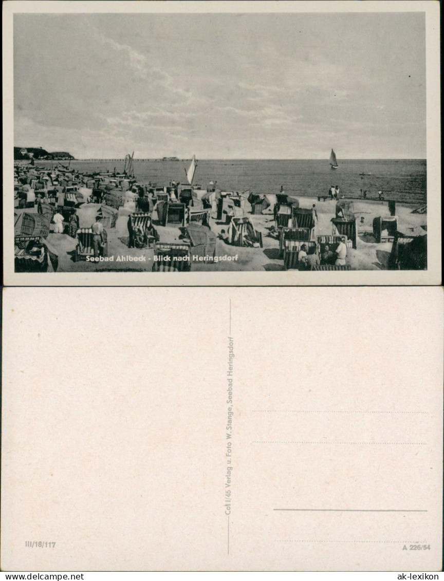 Ansichtskarte Ahlbeck (Usedom) Strand Belebt - Blick Nach Heringsdorf 1954 - Autres & Non Classés