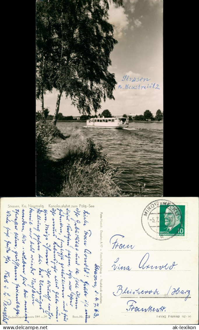 Ansichtskarte Strasen-Priepert-Wesenberg (Mecklenburg) Schiff - Kanal 1962 - Other & Unclassified