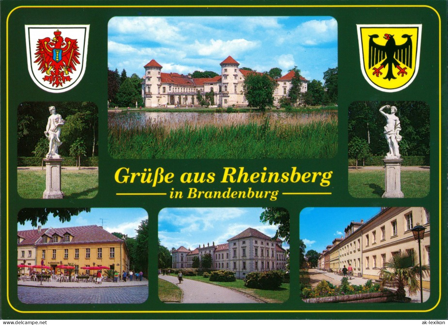 Ansichtskarte Rheinsberg Schloss, Schlosspark, Statuen, Gaststätte 1995 - Rheinsberg