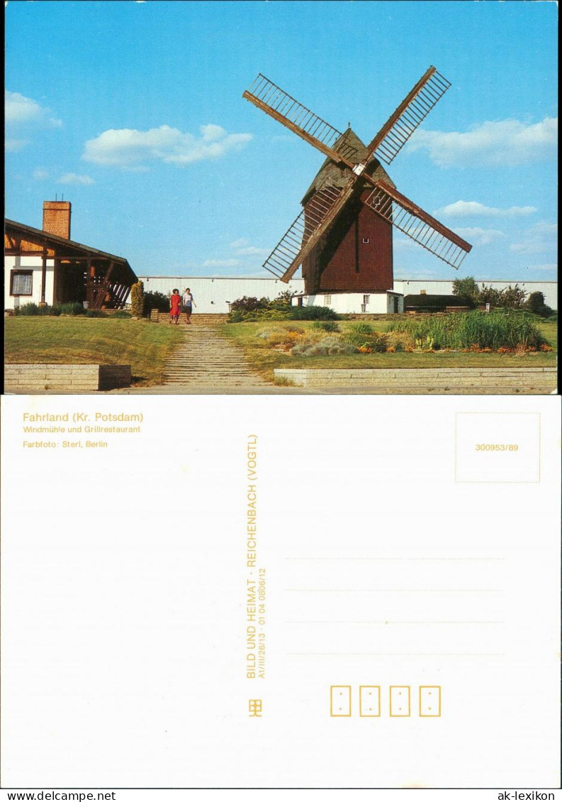 Ansichtskarte Fahrland-Potsdam Windmühle Mit Grillrestaurant 1989 - Potsdam