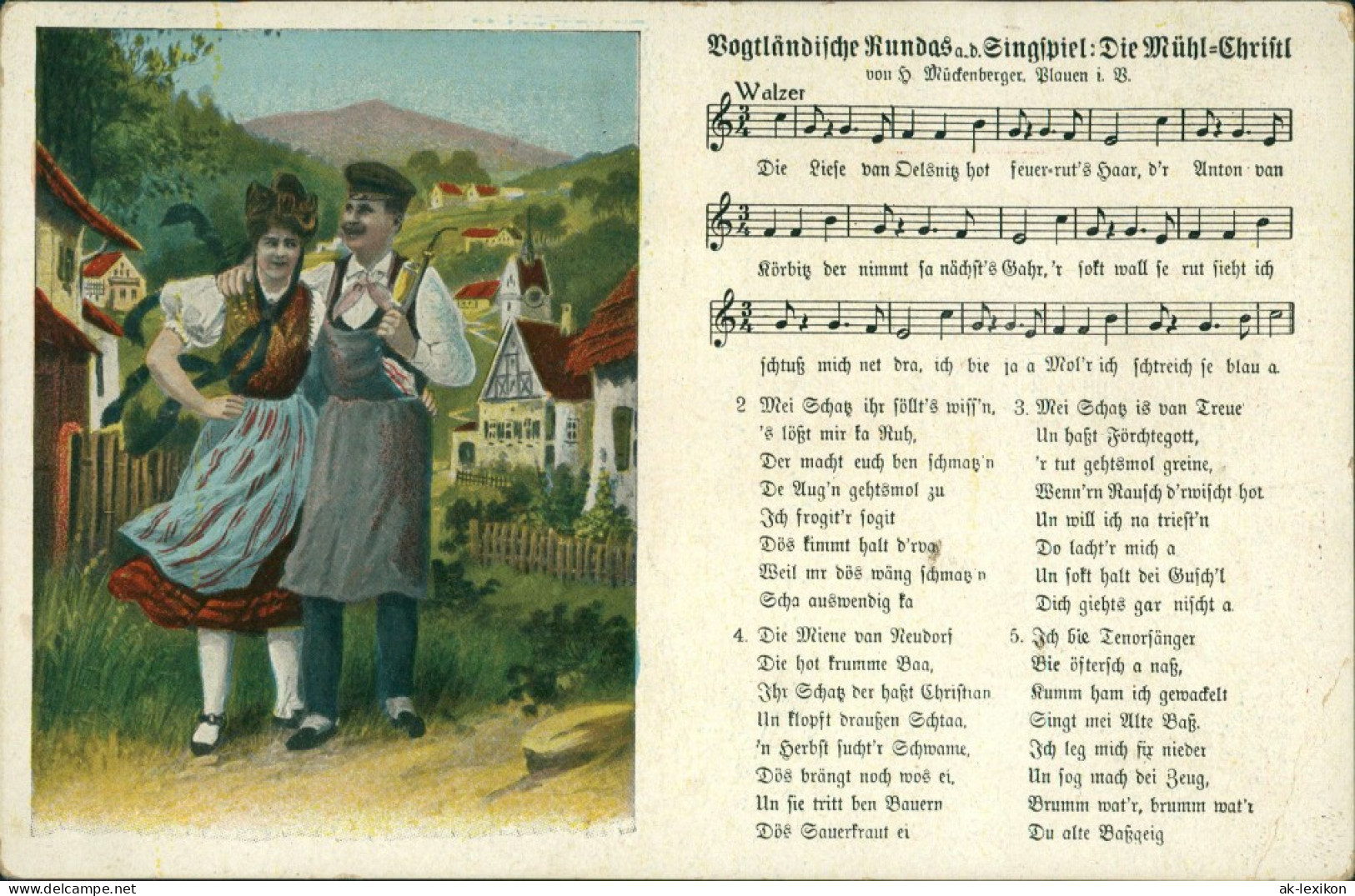  Liedkarte: Vogtländische Rundas A.d. Singspiel: Die Mühl-Christl 1917 - Musique