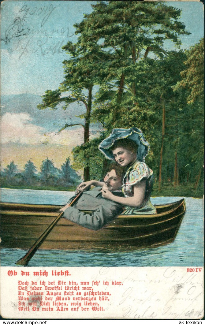 Ansichtskarte  Ob Du Mich Liebst, Liebespaar Im Ruderboot 1905 - Philosophie & Pensées