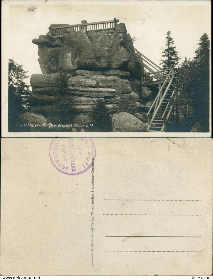 Postcard Karlsberg Karłów Heuscheuer-Großvaterstuhl 1930  - Schlesien