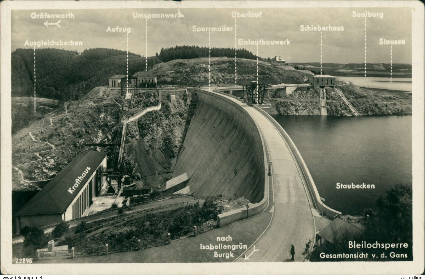 Saalburg-Ebersdorf (Saale) Bleilochtalsperre V.  Sperrmauer  Krafthaus 1931 - Other & Unclassified