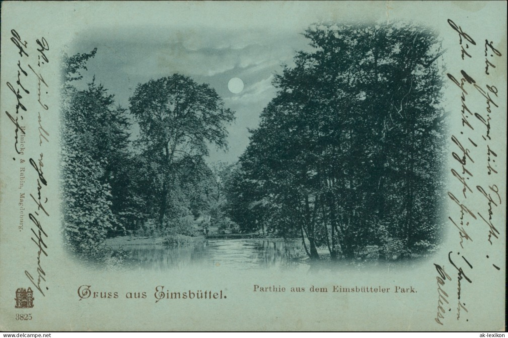 Ansichtskarte Eimsbüttel-Hamburg Mondscheinlitho: Eimsbüttler Park 1900 - Eimsbuettel