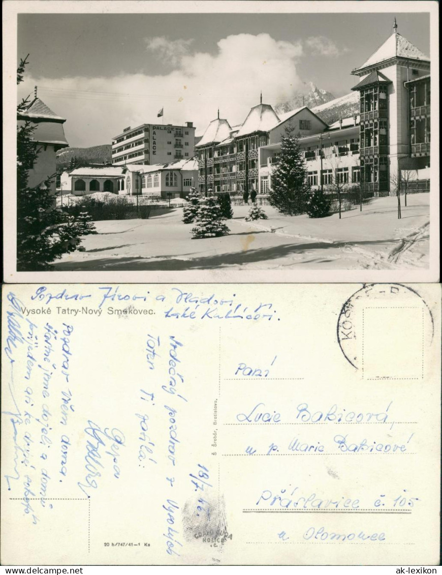 Vysoké Tatry Hotel Ansicht Gebäude, Winter, Verschneites Hotel 1946 - Slovaquie