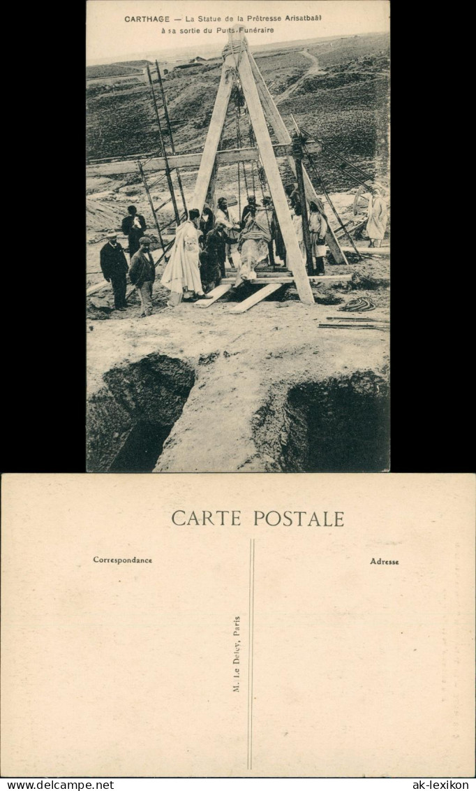 Karthago Statue De La Pretresse Arisabaal, Arbeiter Mit Flaschenzug   1910 - Tunisia