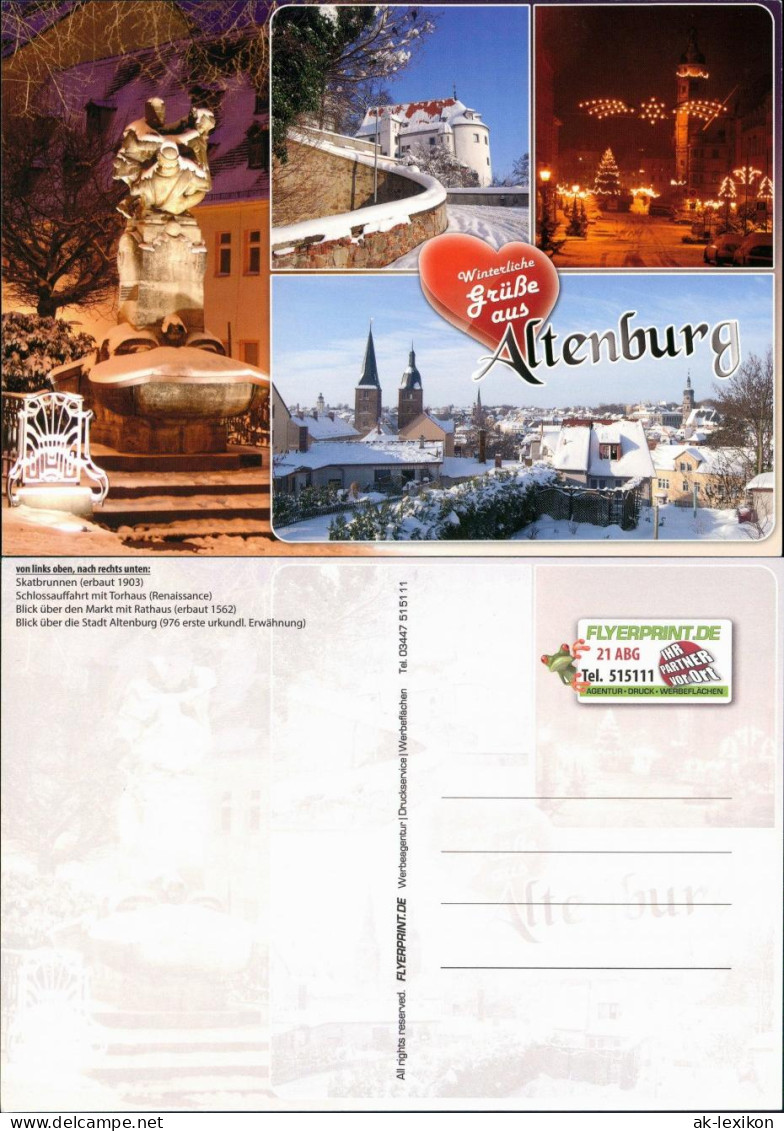 Altenburg Winterliche Grüße... Skatbrunnen Markt Mit Weihnachtsbeleuchtung 2000 - Altenburg
