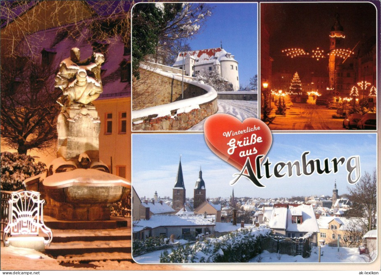Altenburg Winterliche Grüße... Skatbrunnen Markt Mit Weihnachtsbeleuchtung 2000 - Altenburg