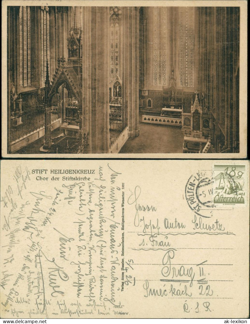 Ansichtskarte Heiligenkreuz (Niederösterreich) Stiftskirche - Chor 1922 - Andere & Zonder Classificatie