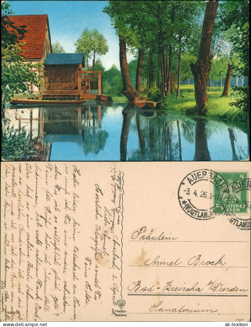 Ansichtskarte  Stimmungsbild Natur (evtl. Spreewald) Boot Kanu Wohnhaus 1926 - Unclassified