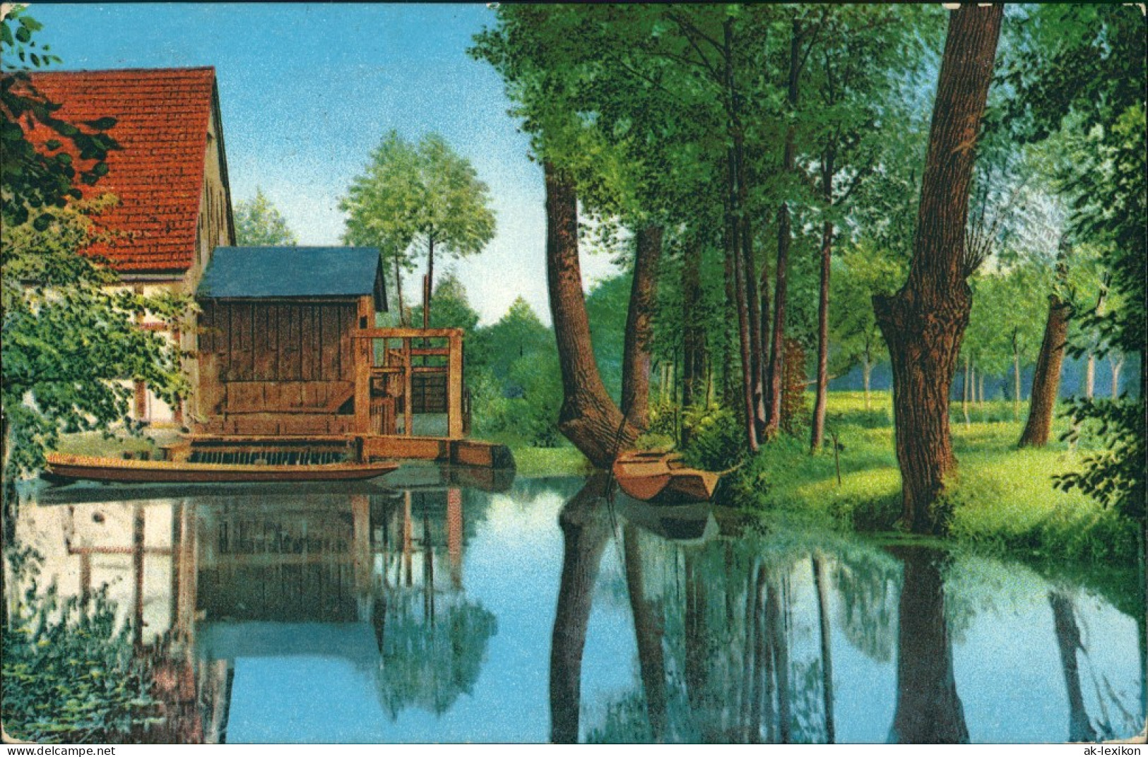 Ansichtskarte  Stimmungsbild Natur (evtl. Spreewald) Boot Kanu Wohnhaus 1926 - Non Classificati