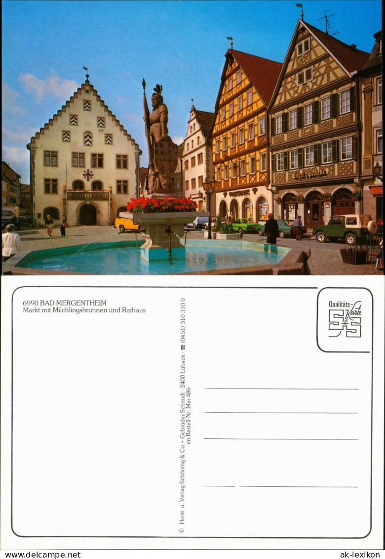 Ansichtskarte Bad Mergentheim Markt Mit Milchlingsbrunnen Und Rathaus 1995 - Bad Mergentheim