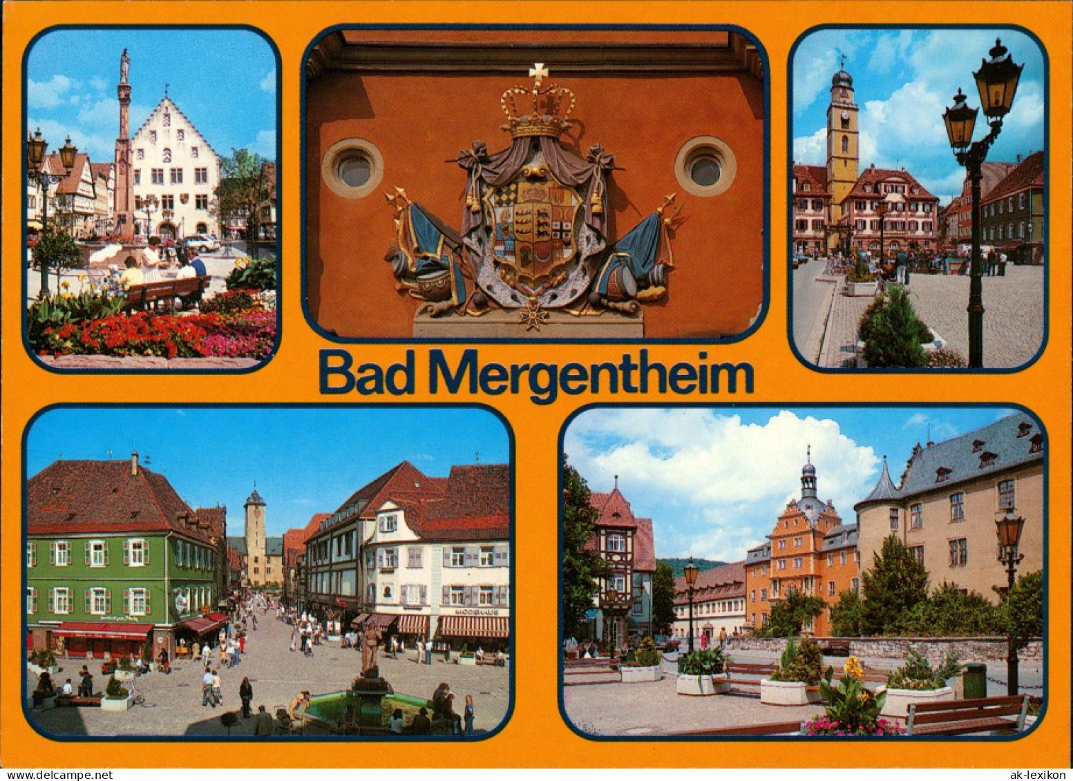 Ansichtskarte Bad Mergentheim Markt, Kirche, Schloss Und Museum, Wappen 1992 - Bad Mergentheim