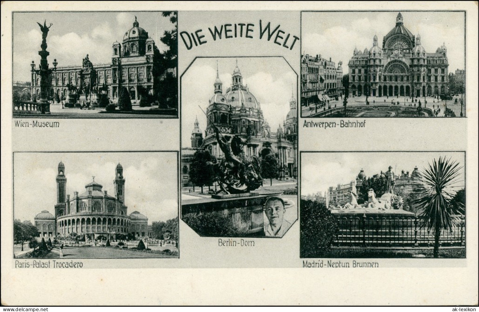 Ansichtskarte Wien Die Weite Welt Paris Berlin Madrid Antwerpen 1932 - Sonstige & Ohne Zuordnung