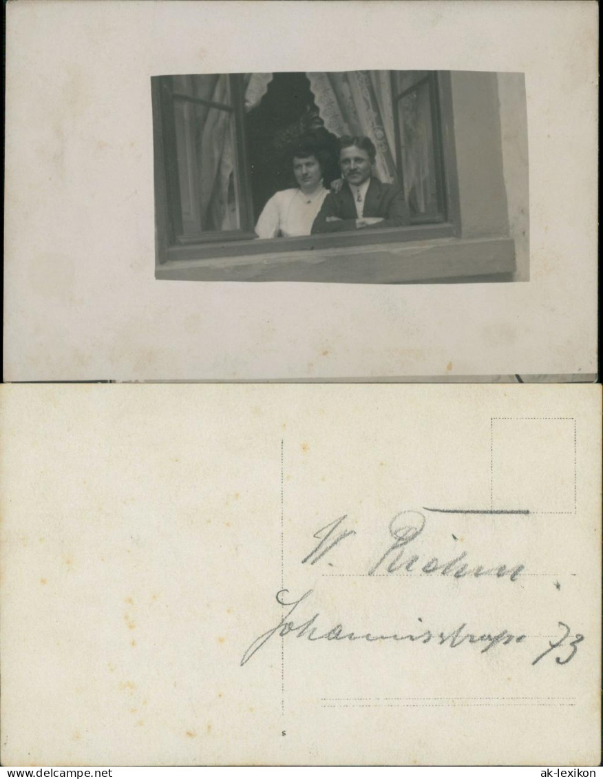 Fotokunst Ud Fotomontage Paar, Mann Frau Am Fenster 1910 Privatfoto - Coppie